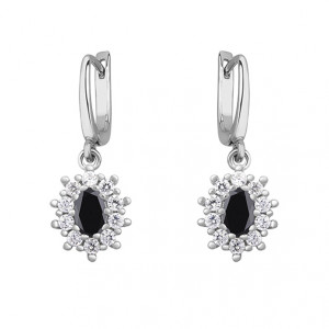 Cercei argint cu tortita si piatra neagra DiAmanti Z1099DER_B-DIA (Argint 925‰ 4,5 g.)
